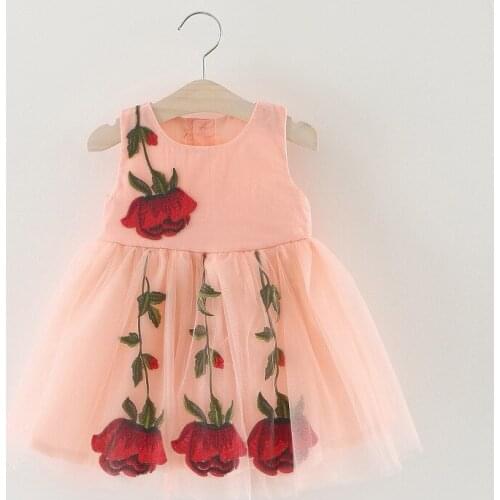 Baby Girl Summer Dress Girls Rose Princess Dresses for Party and Wedding Children Sleeveless Clothes Kids Cotton Voile Clothing
