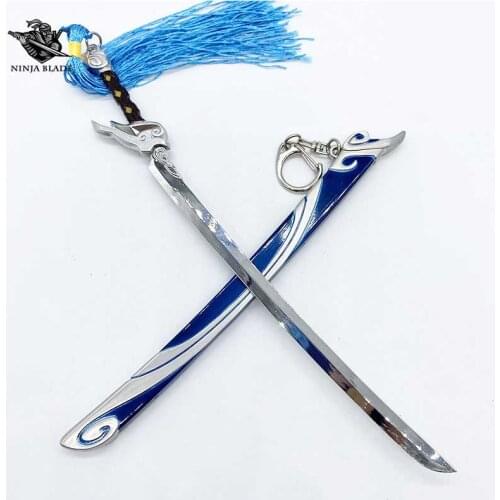 LOL Yasuo Sword The Unforgiven Swordman Blade Game Champion Weapon Metal Mini Replica Small Knife Model Keychain
