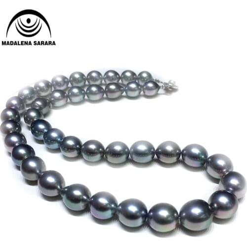 MADALENA SARARA AAA 9-10mm Saltwater Pearl Round Shape Pearl Necklace Strand Flawless 18" Au585 Clasp