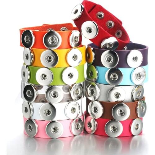 Multiple Colour 3 Button Leather Snap Bracelet/Bangle Leather Rope Bracelet Fit Boom Life 18mm Snap Button Jewelry 9407