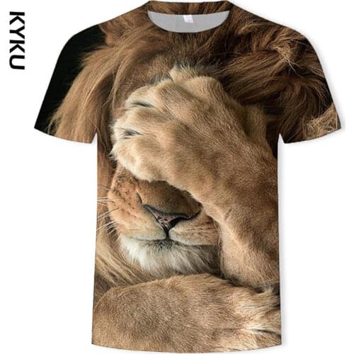 KYKU hot sale3d T-shirt animal Men/Women 3d lion king t shirt digital Print Designed Stylish Summer sports short sleeves Tops