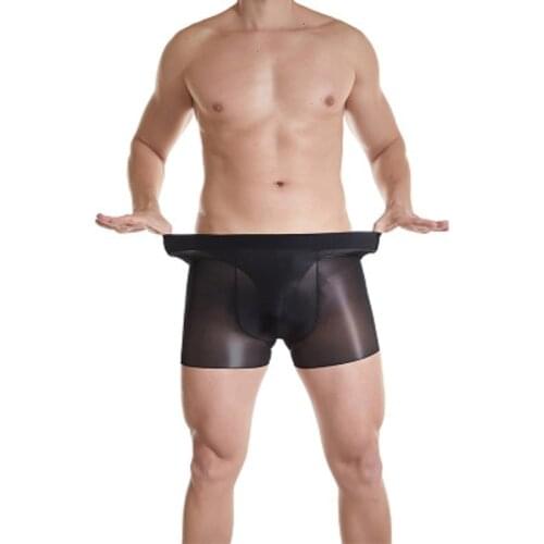 Man Sexy Boxer Ultra-thin Transparent Glossy Seamless Dressing Gown Breathable Filar Mercerizing Socks U-shaped Crotch Underwear