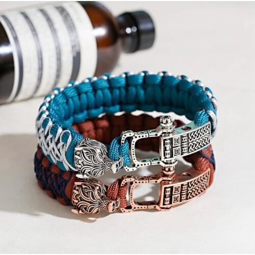 Mens Charm Bracelet Leopard Paracord Fashion Braided Bracelet Hiking Camping Outdoor Survival Parachute