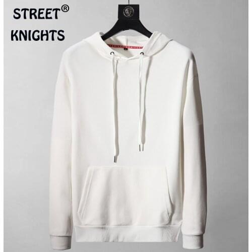 Mens 2021 New Hooded Sweater Light Board White Solid Color Empty Cotton Student Tide Brand Stylish Simplicity Insert Pocket 4XL