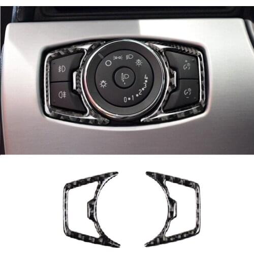 Carbon Fiber Dash Button Trim Car Accessories Fit For Ford Mustang Headlight Switch Frame Sticker 2015 2016 2017 2018 2019 2020