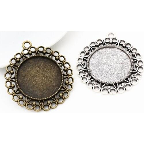 New Fashion 5pcs 25mm Inner Size Antique Silver Plated And Antique Bronze Fashion Style Cabochon Base Setting Charms Pendant