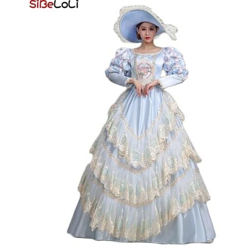 New Arrival High-end Light Blue Southern Belle Marie Antoinette Dress Theater Costume