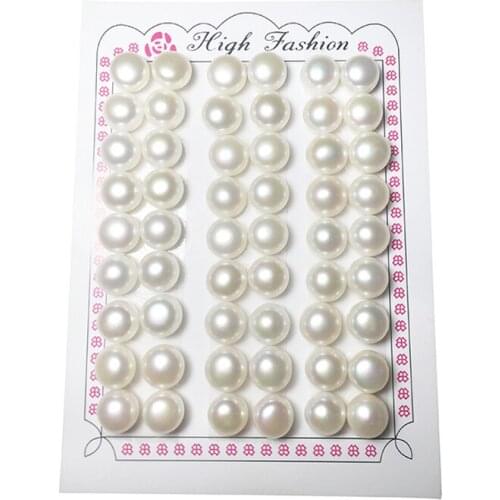 Wholesale prices White color 2mm-6.5mm Half hole button shape freshwater Pearl for making earrings