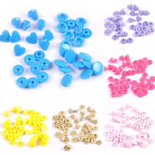 20 Sets 12mm Heart Resin Snaps Button For Baby Clothes Clips Cloth Button Fasteners Quilt Sewing Garment Accessories c2174