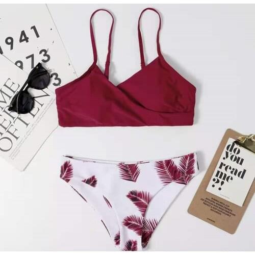 Sexy Bikini Set Beach Bikini Without Bracket Two Piece Brazilian Bathing Suit Women Floral Random Print Push-Up Swimsuit