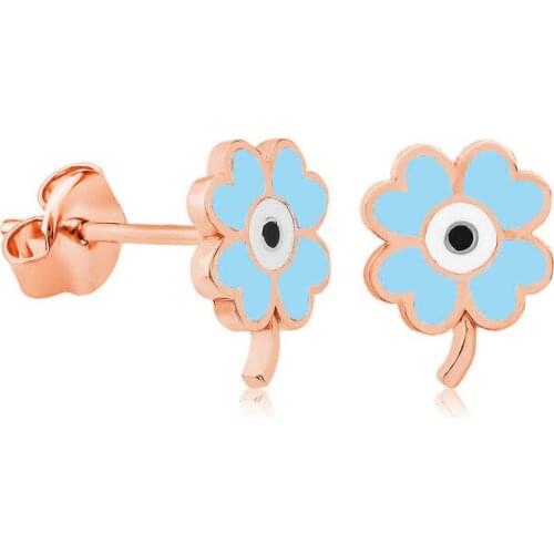Silverlina Silver Phosphorescent Blue Clover Earrings