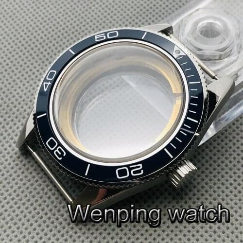 Corgeut 41mm silver case dark blue ceramic bezel sapphire glass fit Miyota 8205/8215/821A, ETA 2836, DG2813/3804 movement