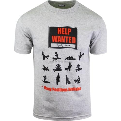 ShirtBANC Help Wanted Funny Mens Shirts Comedy Sex Tee Many Positions Available