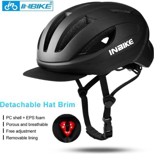 INBIKE Cycling Helmet Breathable In-Mold Bicycle Helmet Detachable Brim Multi Functional Helmet Commuting Scooter MTB Helmet