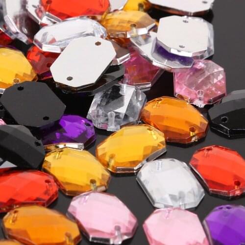 100pcs 10X14mm Sewing Crystal Clear Flatback Rhinestones Sew On Crystals Stones Rectangle Acrylic Strass For DIY Clothes Crafts