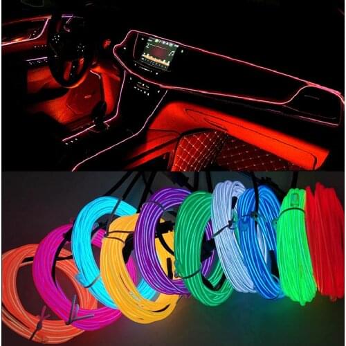 Car Interior Lighting 5V LED Strip 1M//3M/5M Decoration Garland Wire Rope Tube Line Flexible Neon Light with Cigarette Drive