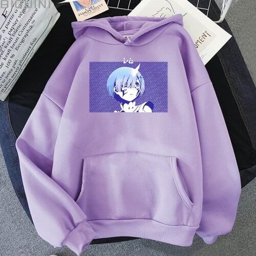 Re Zero Sweatshirts Men/Women Anime Hoodies Hooded Pullover Coat Clothing Clothes Rem Print Japanese Unisex Cosplay Clothes Tees
