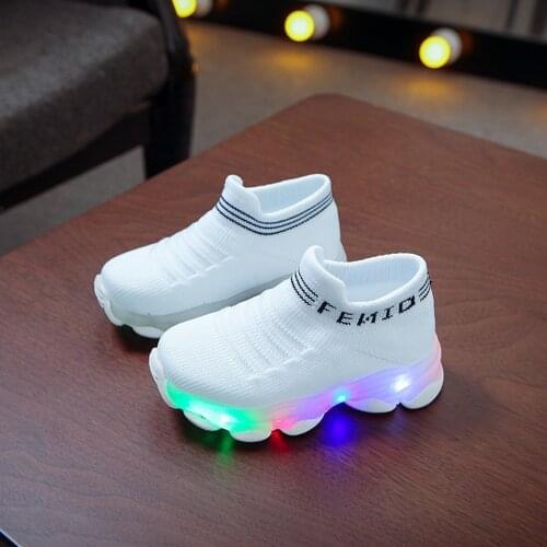 TELOTUNY shoes for baby bon Children Baby Girls Boys Letter Mesh Led Luminous Socks Sport Run Sneakers Casual Toddler Shoes Jul2