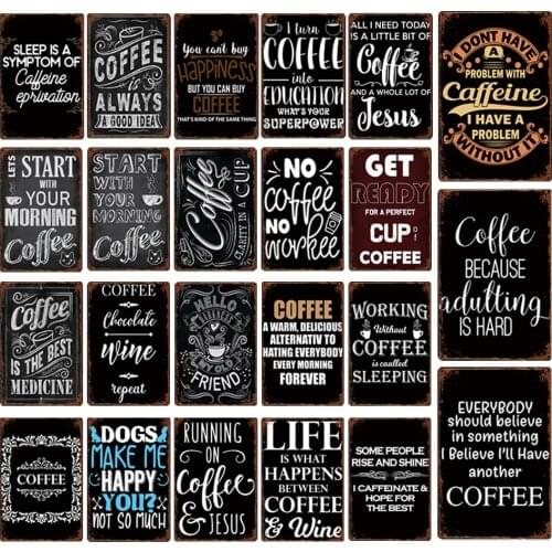 Vintage Look Metal Plate Coffee Design Tin Signs Tinplate Wall Decoration Bar Pub Retro Kitchen Room Decor Poster