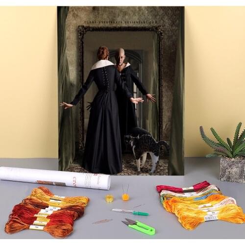 Woman Girl Printed 11CT Cross Stitch DIY Embroidery Complete Kit DMC Threads Sewing Craft Handicraft Knitting Jewelry Decor