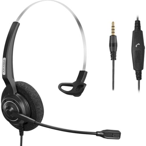 Wantek Arama Cell Phone Headset with Headband Headphone for Ipad Mac iPhone Samsung Mobile Phone and Smartphones with 3.5mm Jack