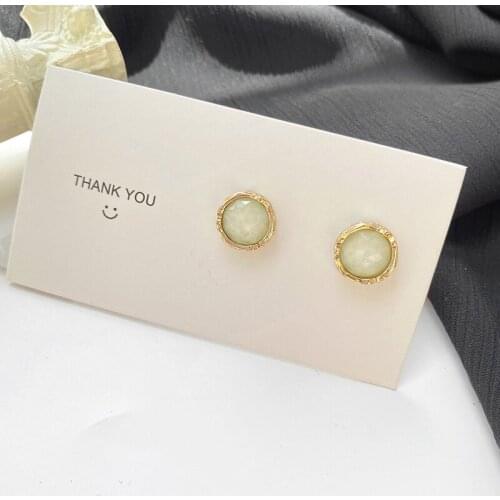 Green Olivine Earrings No Hole Ear Clips Round Stone Clip Earring Without Piercing Minimalist Earrings Jewelry Ce256