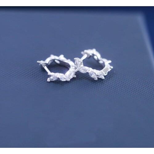 SLJELY Fashion S925 Sterling Silver Shining Festival Mini Hoop Earrings Micro Zirconia Stones Women Wedding Party Brand Jewelry