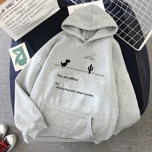 Offline Letter Printed Women Hoodies Casual Loose Long Sleeve Hoody Among Us Sweatshirt Harajuku Top Clothes Hoodie Dropshipping