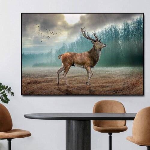 Animals Forest deer decoration animal deer canvas painting art print poster mural family bedroom wall decoration