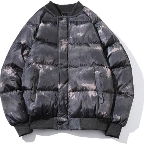 Winter Fad Mens Cotton Padded Jacket Mens Thick Parkas Camouflage Streetwear Windbreaker Overcoat