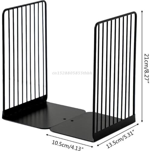 1 Pair Bookends Book Stand Support Simple Iron Desktop Non Slip Rack Shelf Holder Magazine Organizer