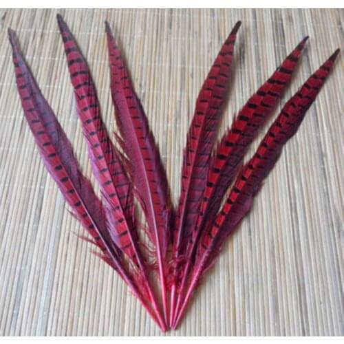 100pcs 30-35cm dyed red Natural real pheasant tail plumage feather bulk sale for home party wedding table decoration