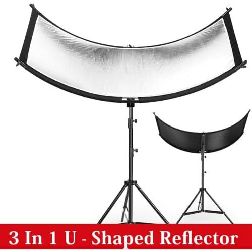 160*55cm 3 In 1 U-typed Light Reflector Diffuser Set without Tripod Eyelighter for Photography Video Studio Shot