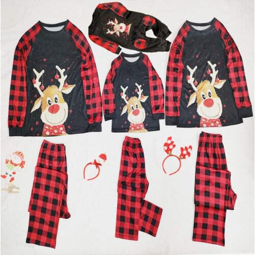 2021 Christmas Family Matching Pajamas Set Deer Adult Kid Family Matching Clothes Top+Pants Xmas Sleepwear Pjs Set Baby Romper
