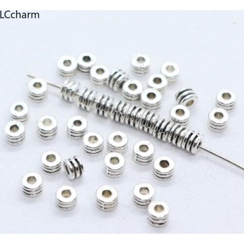 240pcs Tibetan Silver Round Tube Charm Loose Spacer Beads 3x5mm DIY Jewelry Making Beading