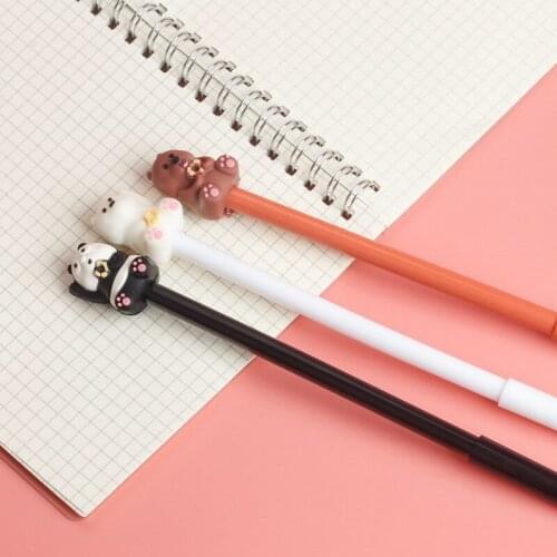 36 pcs/lot Creative Three Bear Gel Pen Cute 0.5mm black Ink Signature Pens Promotional Gift Office School Supplies