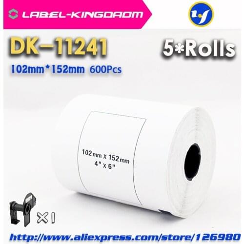 5 Refill Rolls Generic DK-11241 Label Diameter 102mm*152mm 200Pcs Compatible for Brother Label Printer White Paper DK-1241