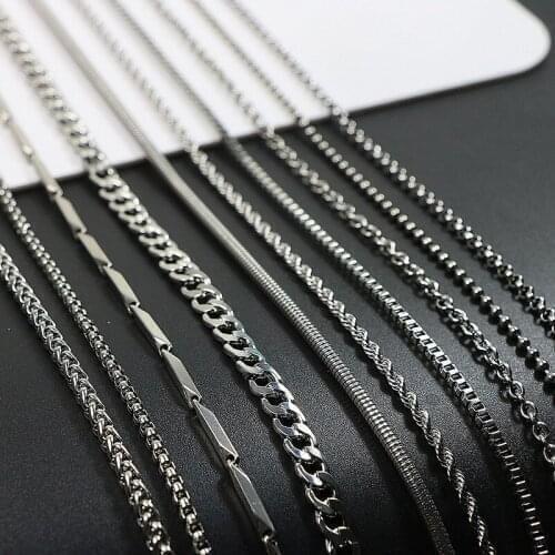 Titanium Stainless Steel Chain Necklace for Men Women Curb Cuban Link Chain Silver Color Punk Choker Fashion Male Jewelry Gift