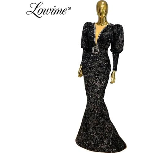 Black Glitter Evening Dress Turkish Islamic Party Gown Custom Prom Dresses 2020 Robe De Soiree Dubai Dresses Woman Party Night