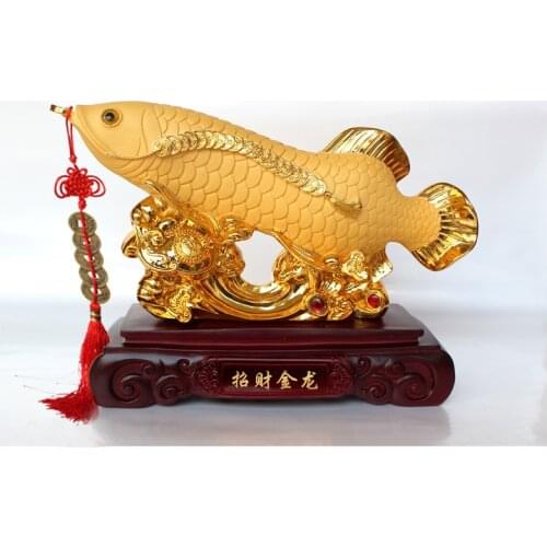 Good luck FENG SHUI decorative statue 2021 HOME OFFICE company SHOP store Efficacious Talisman Money Drawing Arowana Golden Fish