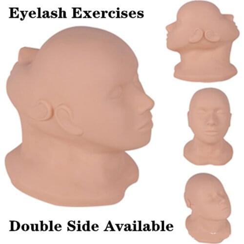 Double Sided Mannequin for Eyelashes Dummy for Eyelash Mannequin Silicone Lashes Practice Head Mold Double Sided Eyelash Set