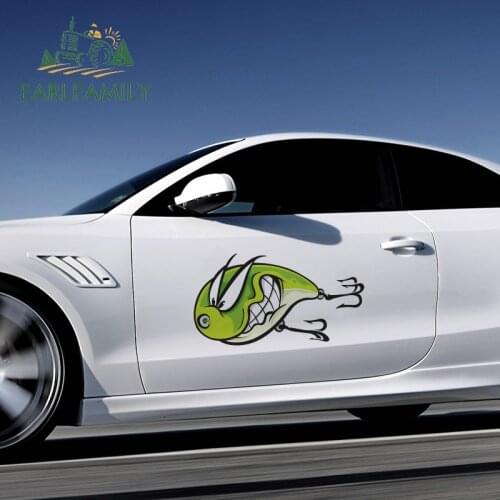EARLFAMILY 43cm x 23.8cm for Fishing Lure Waterproof Car Stickers Sunscreen Sticker Personality Decal Bumper Occlusion Scratch
