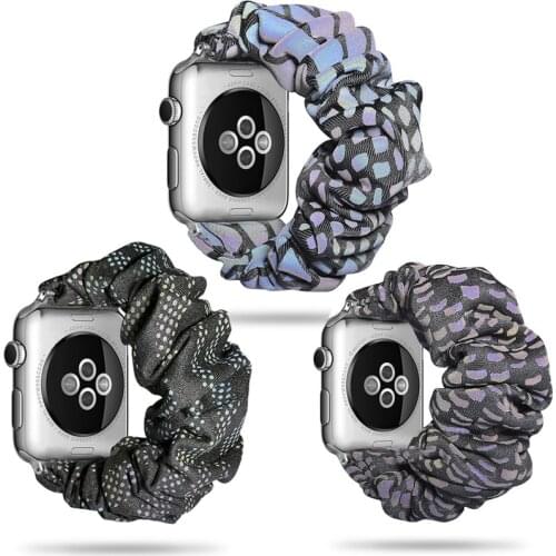 Luminous Scrunchie Elastic Watch Band for Apple Watch 5 4 Band 38mm/40mm sport strap 42mm/44mm Series 5 4 3 2 1 Bracelet Fabric