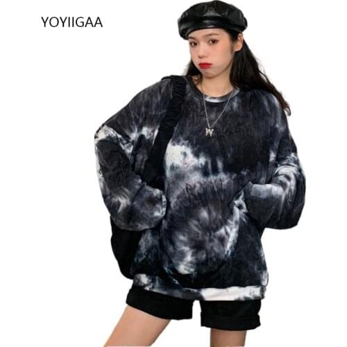 Tie-dye Women T Shirt Tops Fashion Oversized Female Tshirt Tee Shirt Long Sleeve Casual Ladies T-shirts Printed Women Tops Tees