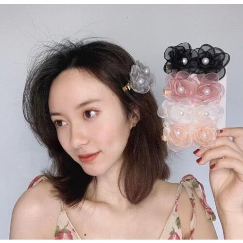 Higood Web celebrity pearl yarn flower hairpin duckbill clip rose pearl card top clip sexpot girl hair bang wind headdress