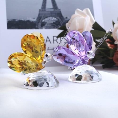 Crystal Handmade Butterfly Figurine Miniature Crystal Animal Craft Glass Ornament Home Decoration Paperweight Birthday Gift