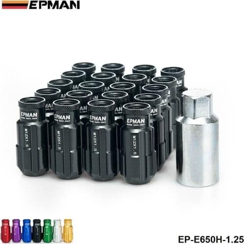 Jdm Racing Style Aluminum Lock Lug Nuts 20Pcs W/Key 12x1.25 For Nissan Subaru Suzuki Aftermarket Wheel Nuts EP-E650H-1.25