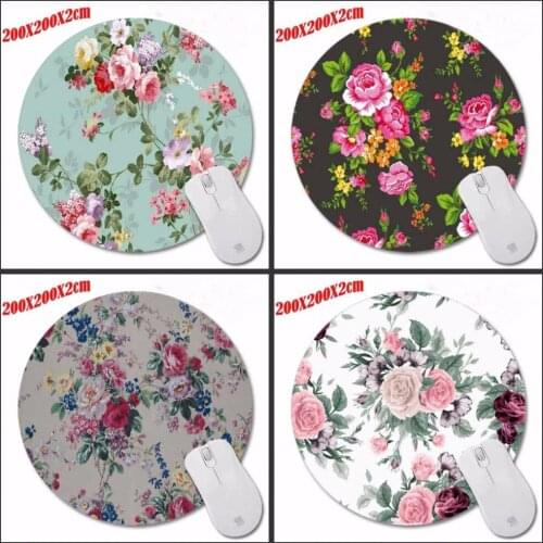 Top Selling Flowers New Small Size Round Mouse Pad Non-Skid Rubber Pad Customization Supported Decorate Desk 200*200*2CM