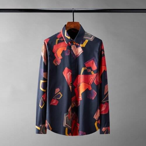Minglu 100% Cotton Male Shirts Luxury Long Sleeve Allover Ptinted Casual Mens Dress Shirts Fashion Slim Fit Party Man Shirts 4XL