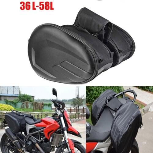 Motorcycle Saddle Bag Waterproof Saddlebags Motocross Motorbike Helmet Bags with Plastic Plates and 2PCS Rain Cover for Yamaha